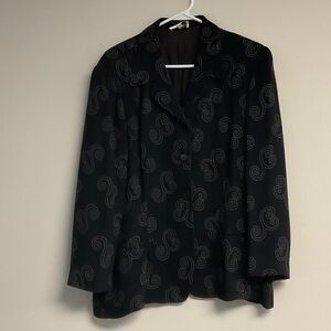 Women's Black Patterned Blazer Jacket